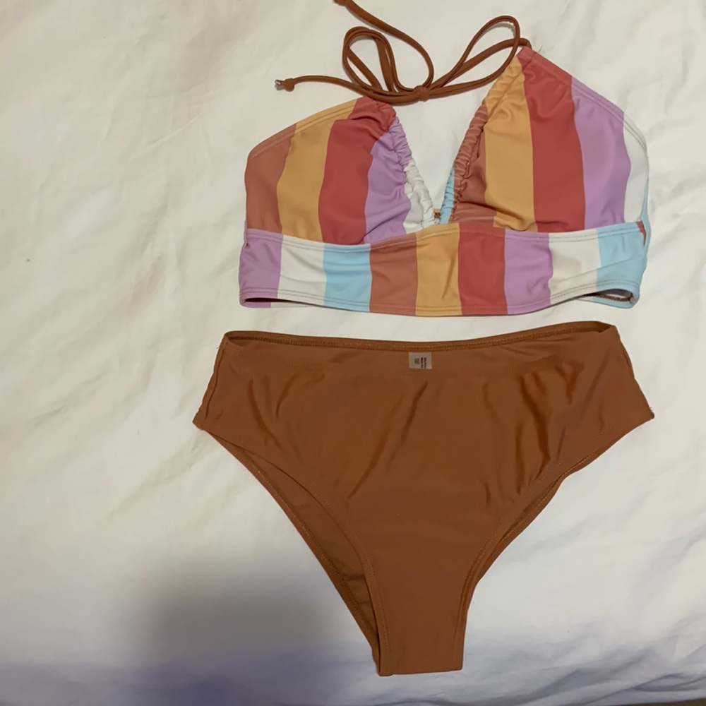 NEW SHEIN Two Piece Striped Bathing Suit